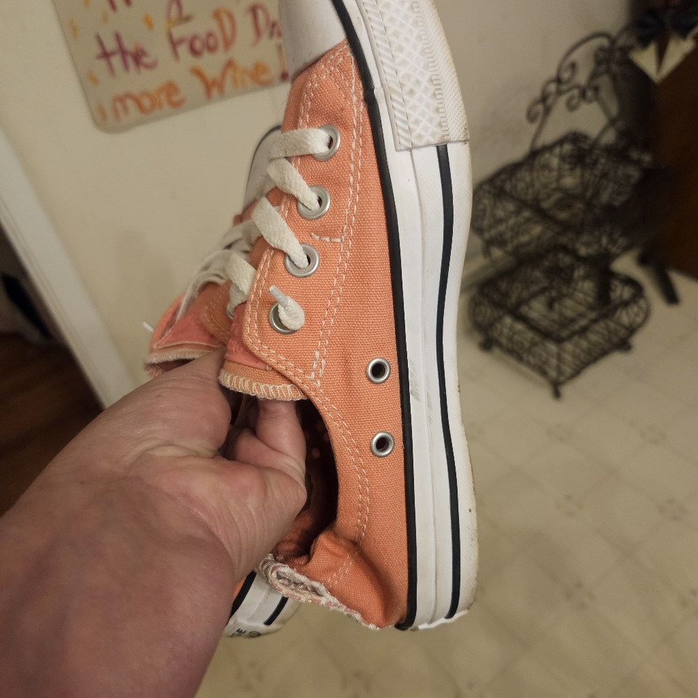 Converse Coral and White Canvas Sneakers
